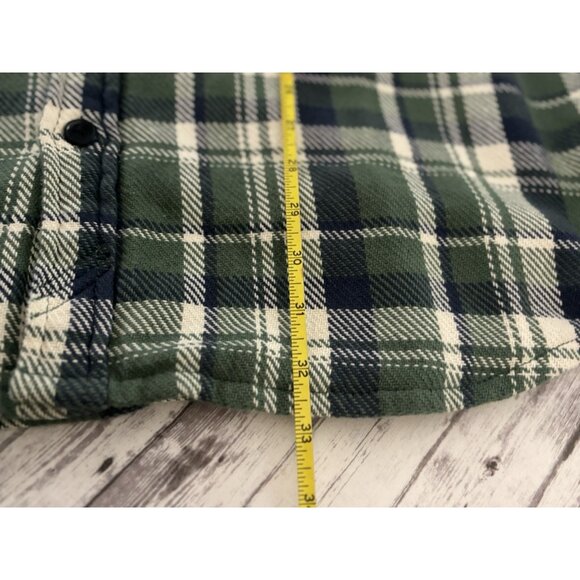 Ll Bean Men’s Thermal Shacket Green Plaid Size Large TALL Work Shirt Outdoor - Picture 9 of 13